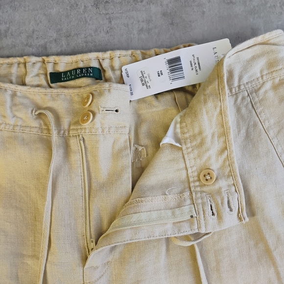 Lauren Ralph Lauren Pure Linen Wide Leg Pants Beige Lagenlook Beachy Size 14W - Picture 8 of 13